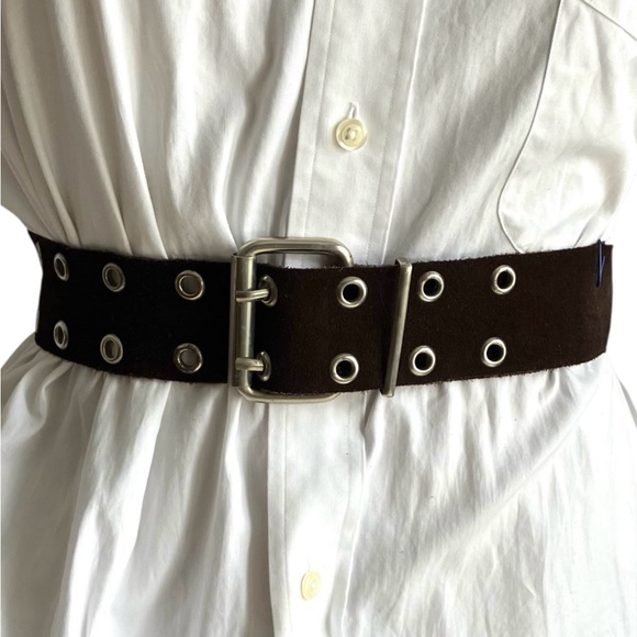 Accessories - Women’s Dark Brown Suede and Bohemian Grommet Belt